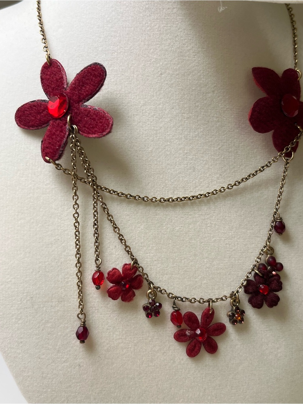 Pilgrim Red Floral Multi-Layer Necklace - Picture 2 of 4